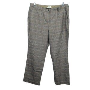 LL Bean Brown Black Plaid Classic Fit Lined Career Dress Pants Size 18W